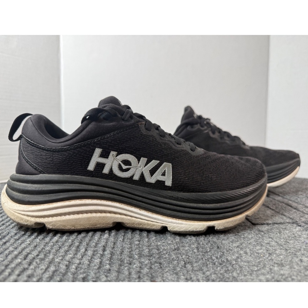 Hoka Gaviota 5 Womens Running Shoes Black White Stability Sneaker 9B BWHT